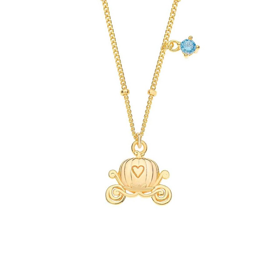 Children CANDY | Disney Necklace Cinderella Carriage, 925 Sterling Silver, Gold-Plated