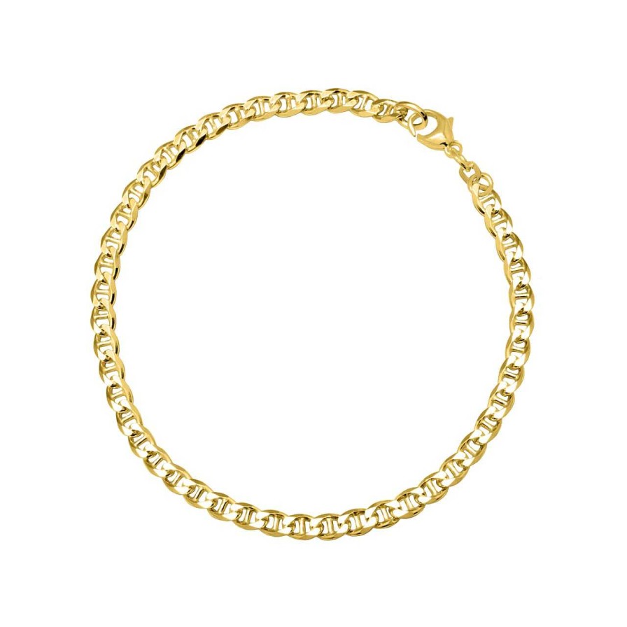 Men CANDY | Bridge Curb Chain Bracelet Ceres M, 925 Sterling Silver, Gold-Plated