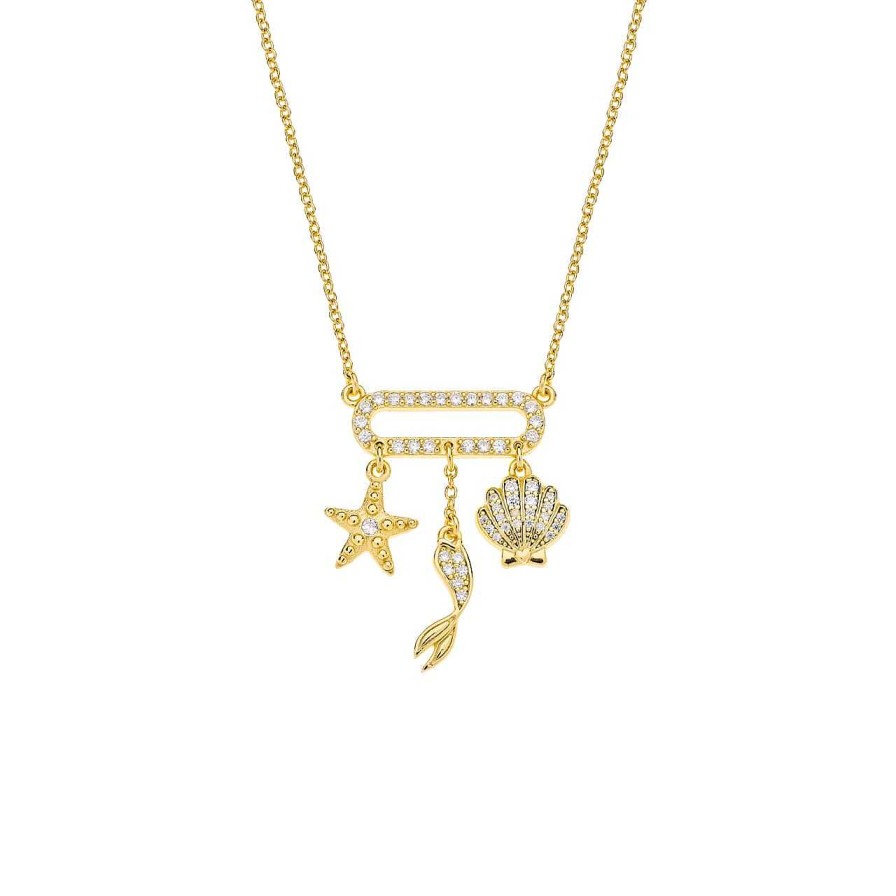 Children CANDY | Disney Necklace Princess Mermaid Arielle, 925 Sterling Silver, Gold-Plated