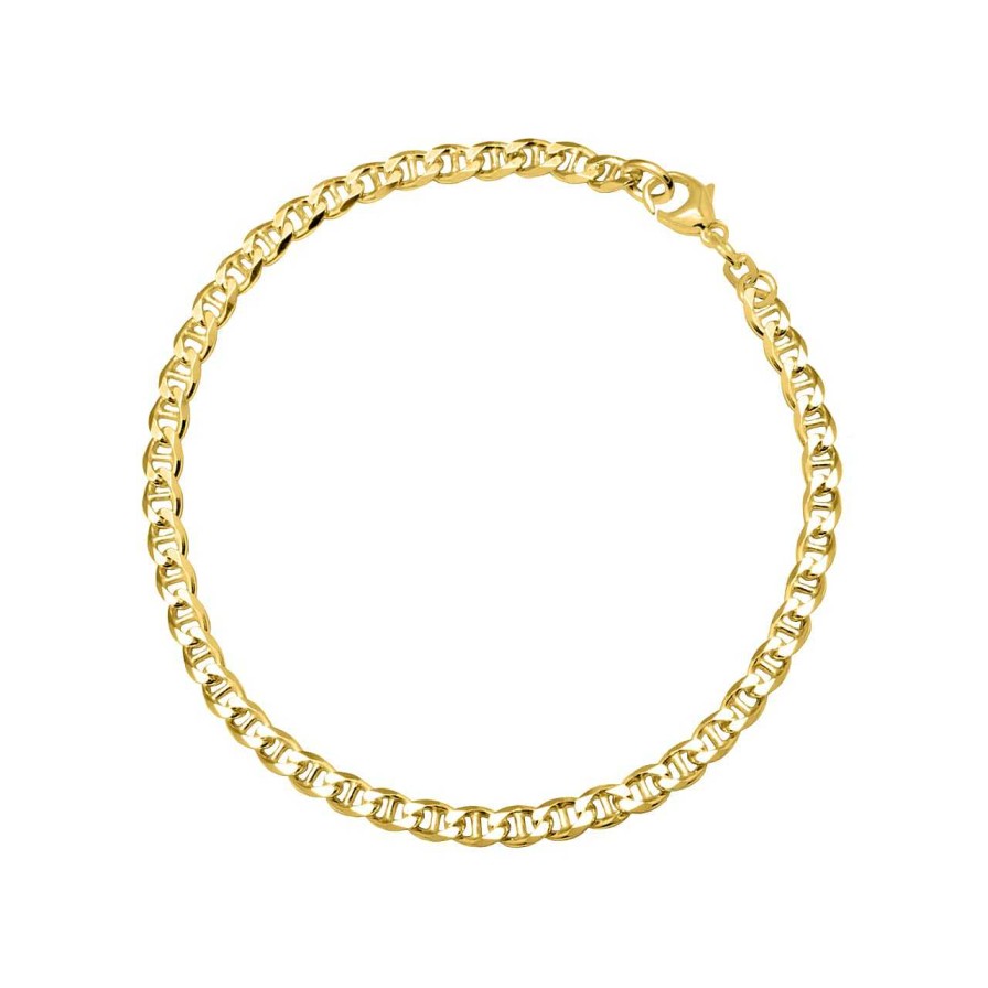 Bracelets CANDY | Bridge Curb Chain Bracelet Ceres M, 925 Sterling Silver, Gold-Plated