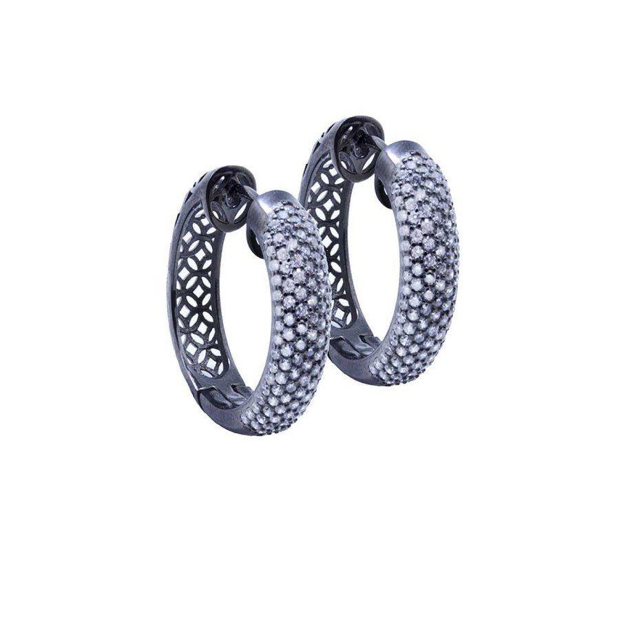 Earrings CANDY | Hoop Earrings Carolyn, 925 Sterling Silver, Ruthenium-Plated