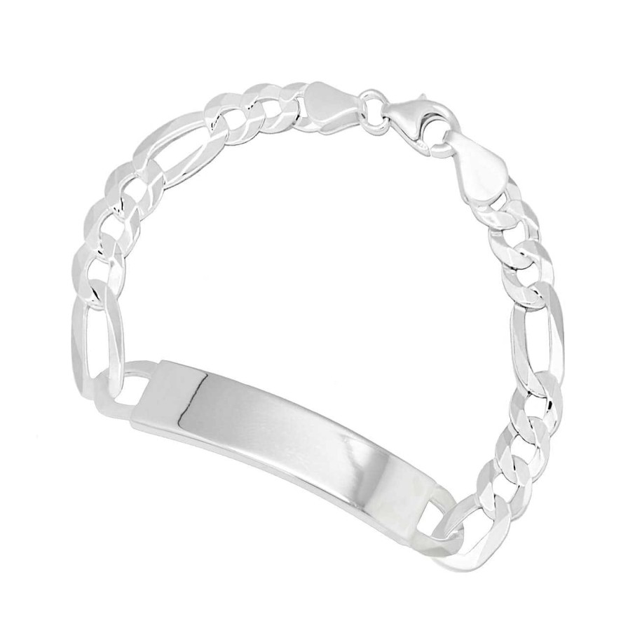 Men CANDY | Id Bracelet Figaro 10.0 Mm, 925 Sterling Silver