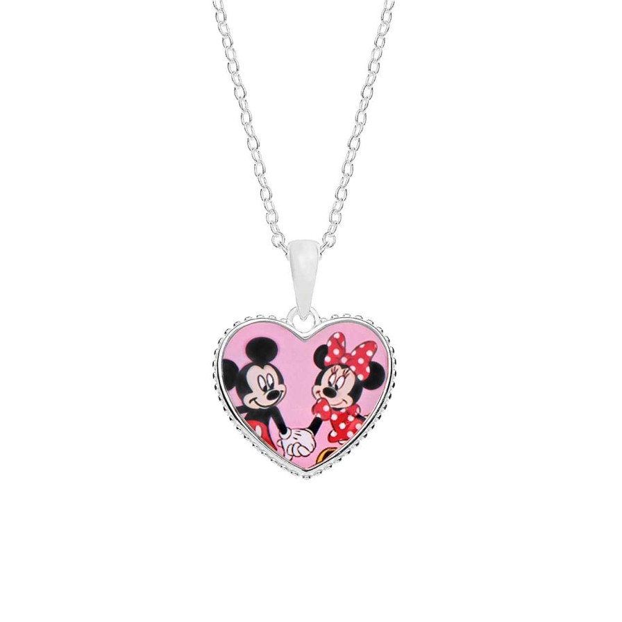 Children CANDY | Disney Necklace Mickey & Minnie Mouse Heart, 925 Sterling Silver