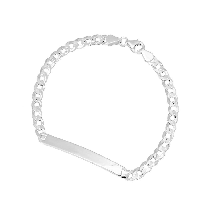 Men CANDY | Id Bracelet Curb Chain 5.2 Mm, 925 Sterling Silver