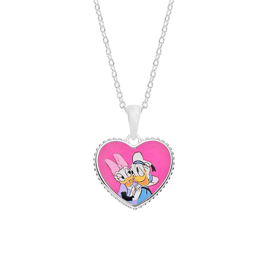 Children CANDY | Disney Necklace Donald & Daisy Duck Heart, 925 Sterling Silver