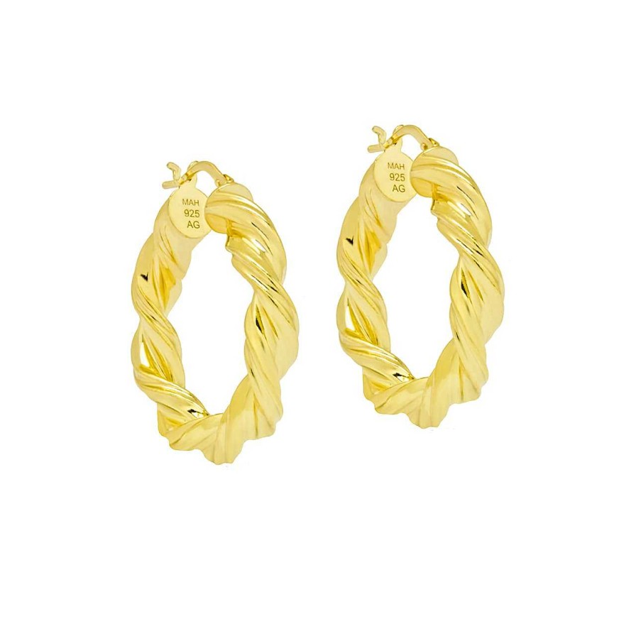 Earrings CANDY | Hoop Earrings Raffia, 925 Sterling Silver, Gold-Plated