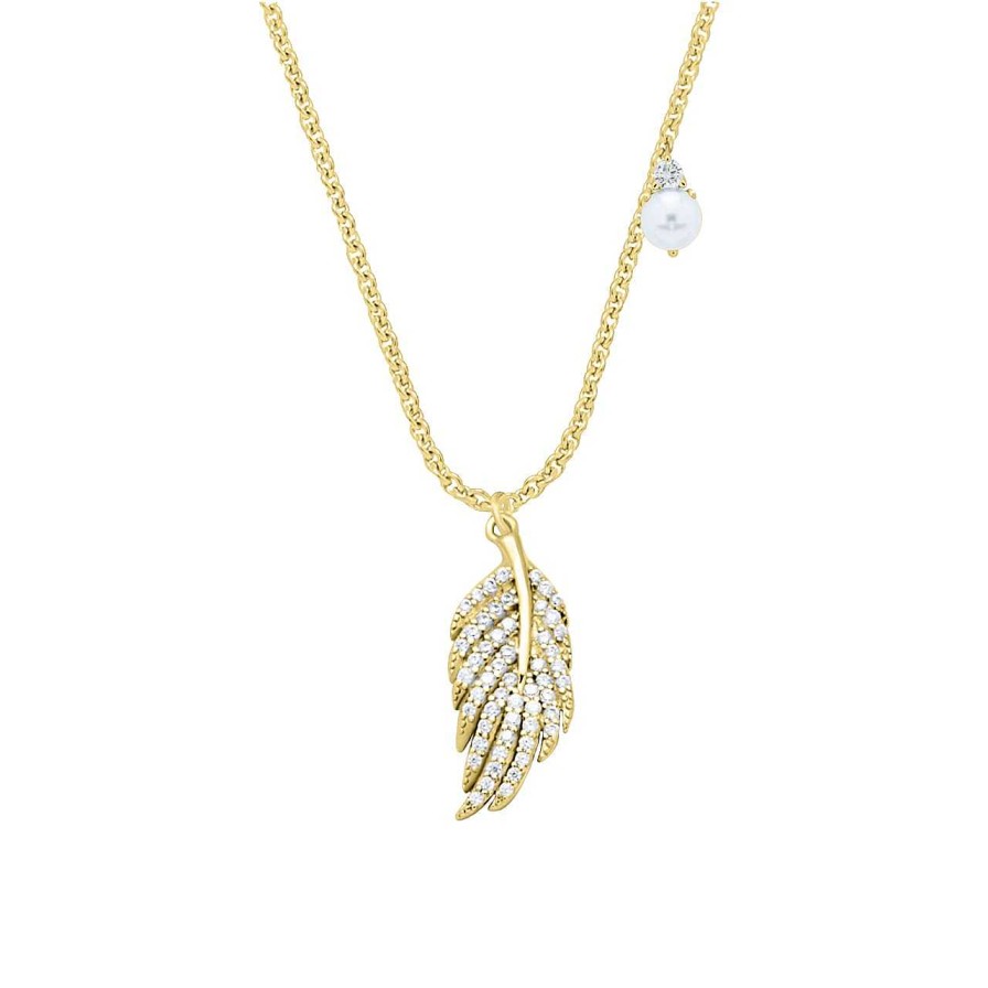 Necklaces CANDY | Necklace Feather, 925 Sterling Silver, Gold-Plated