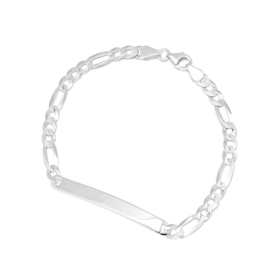 Men CANDY | Id Bracelet Figaro 5.2 Mm, 925 Sterling Silver