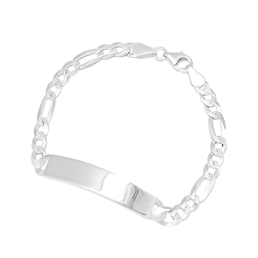 Men CANDY | Id Bracelet Figaro 8.0 Mm, 925 Sterling Silver